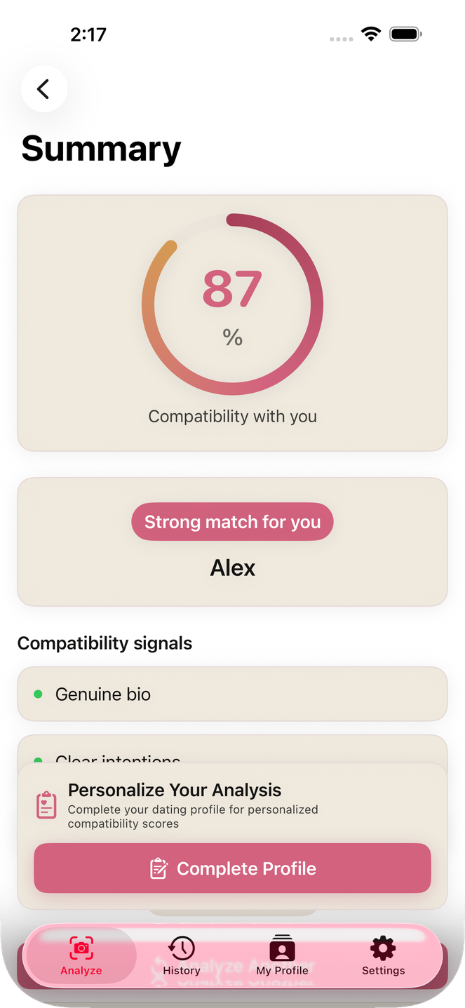 DateHorn App Interface
